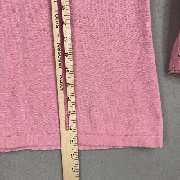 Jack B Quick Sweater Womens Medium Pink Gold Heart Charm Sequin Valentine Girly - Picture 13 of 15